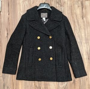 JCrew Gray Peacoat with Gold Buttons